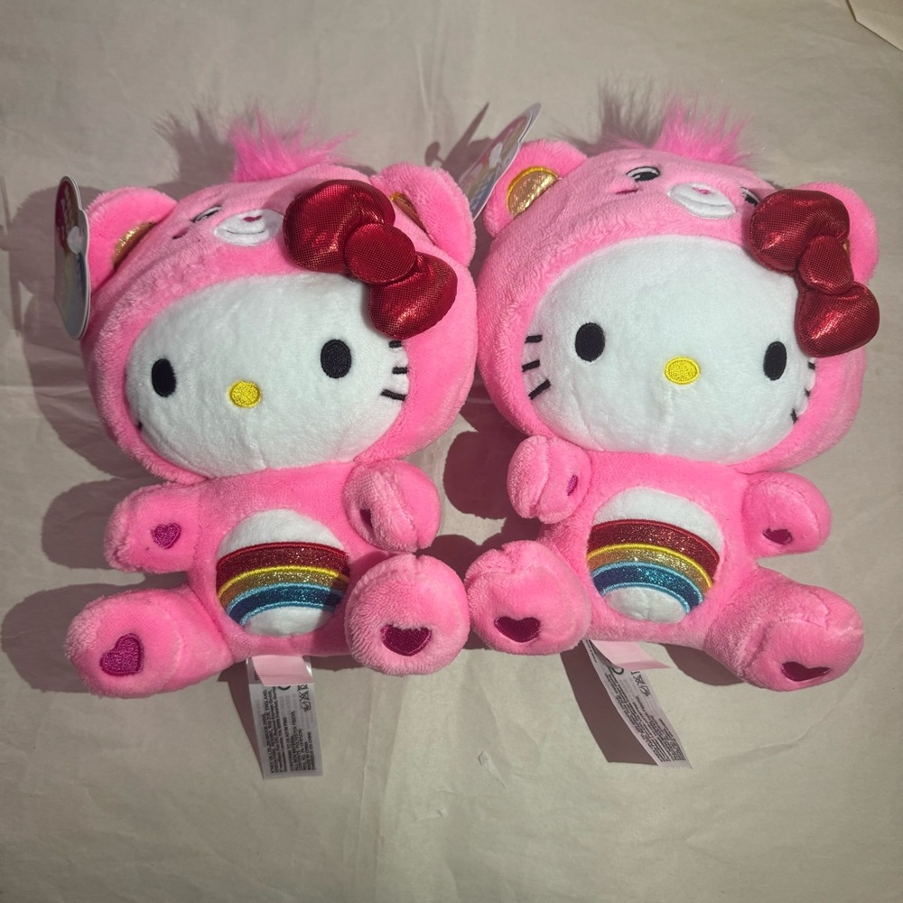 2 x CareBears hello kitty plush